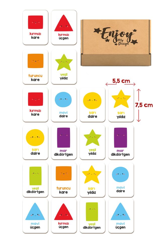 Şekilleri Ve Renkleri Öğreniyorum Ahşap Eşleştirme Kartları Hafıza Oyunu Zeka Kartları