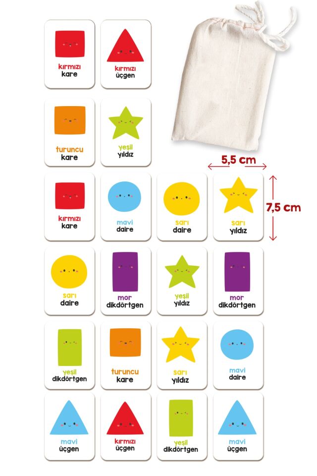 Şekilleri Ve Renkleri Öğreniyorum Ahşap Eşleştirme Kartları Hafıza Oyunu Zeka Kartları