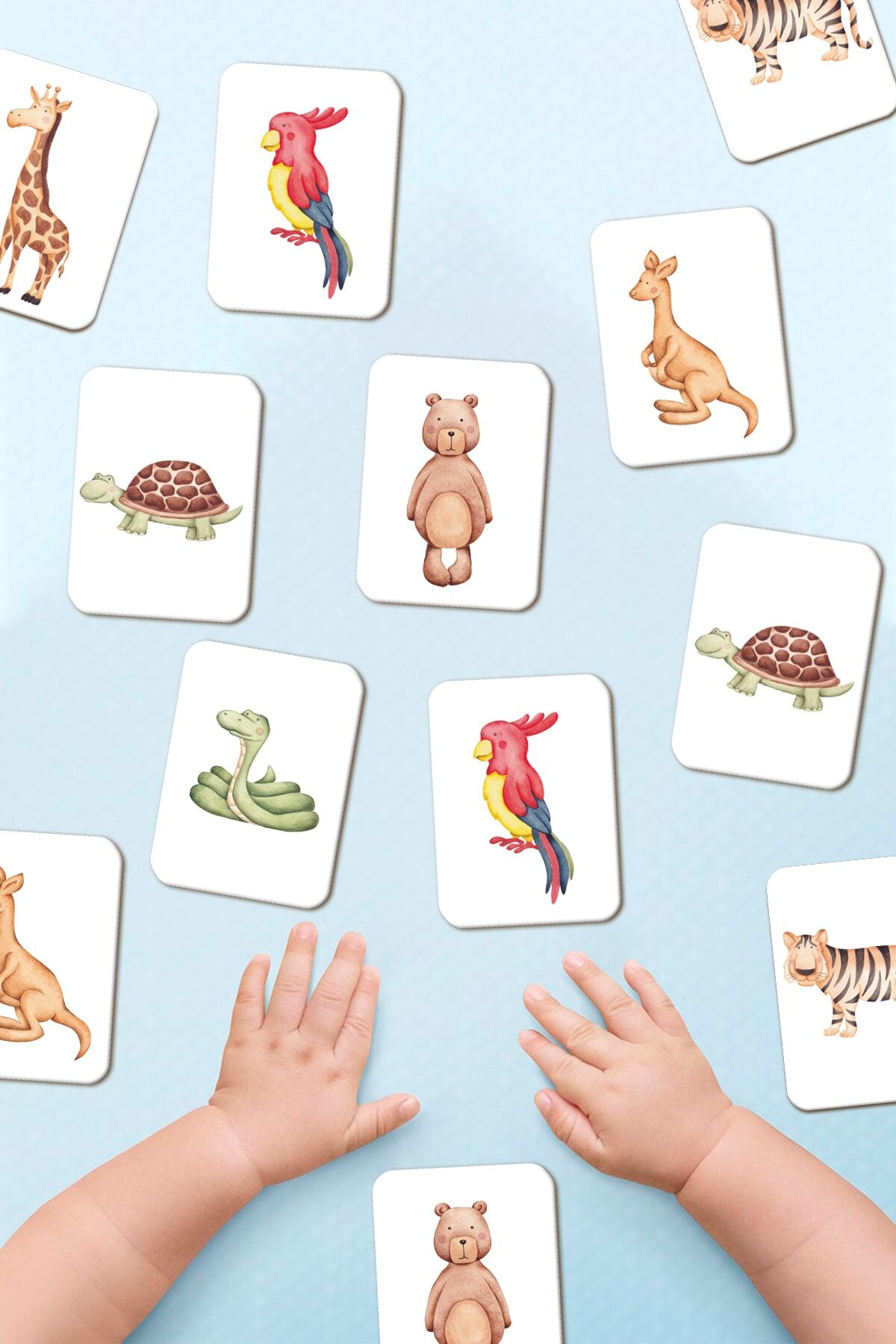 Eşleştirme Oyunu Okul Öncesi Zeka Kartları Wild Animals Hafıza Kartı Ahşap Eğitici Puzzle Oyuncak