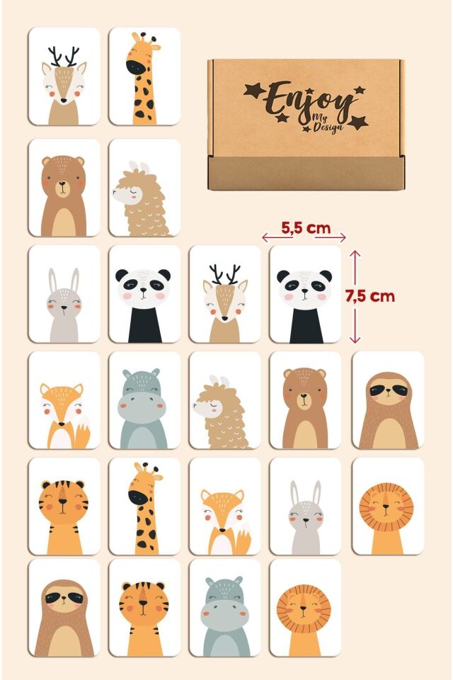 Zeka Kartları Eşleştirme Oyunu Hafıza Kartı Ahşap Eğitici Puzzle Oyuncak