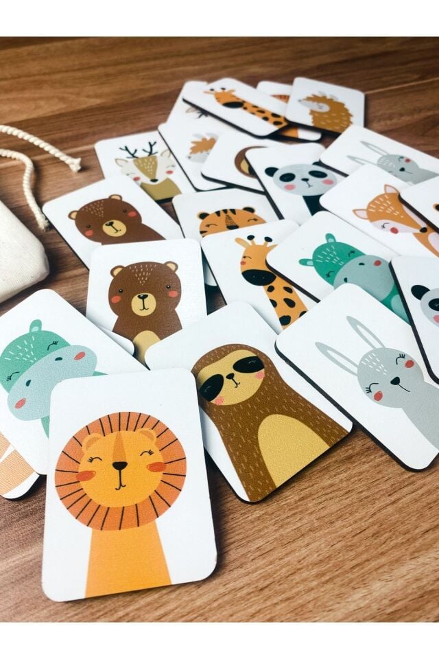 Zeka Kartları Eşleştirme Oyunu Hafıza Kartı Ahşap Eğitici Puzzle Oyuncak