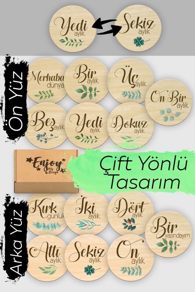 Aylık Ahşap Bebek Hediyelik Anı Kartı Seti Bebek Aylık Fotoğraf Kartları Unisex Bebek Hatıra Kartı