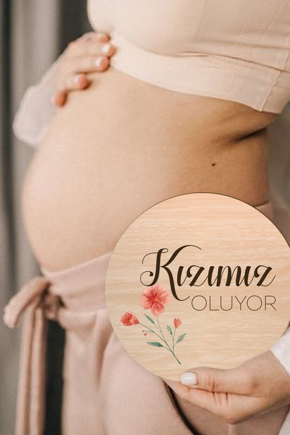Kızımız Oluyor Hamile Fotoğraf Çekimi Anı Kartı Gebelik Fotoğrafı 16.5cm Bebek Anı Kartı