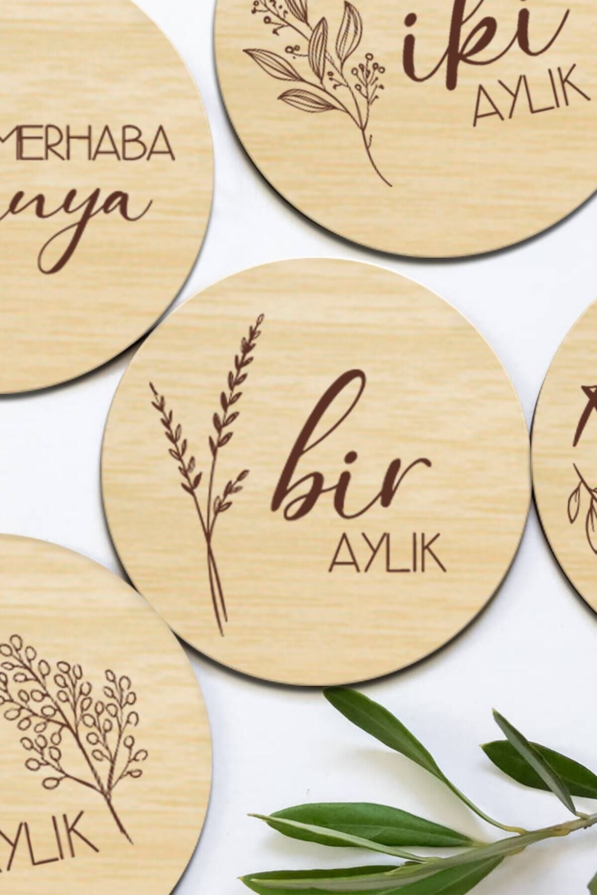 Aylık Ahşap Bebek Anı Kartı Seti Bebek Aylık Fotoğraf Kartları Bebek Hediyelik Hatıra Kartı