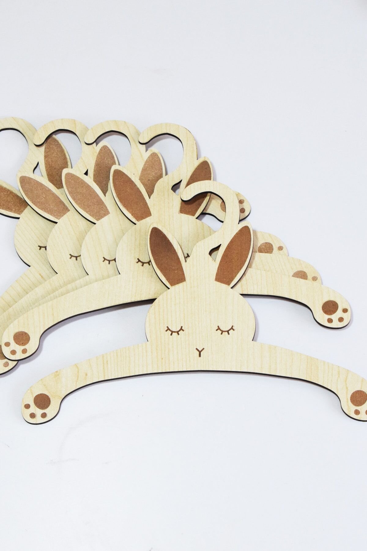 Bebek Elbise Askısı Ahşap Tavşan Giysi Askısı Bebek Hediyelik Kıyafet Askı Seti