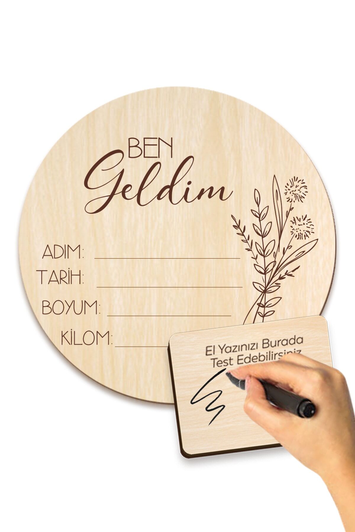 Ikiz Bebek Ahşap Doğum Künyesi 16.5 cm Twins Yenidoğan Bebek Hediyelik Ahşap Künye Anı Kartı