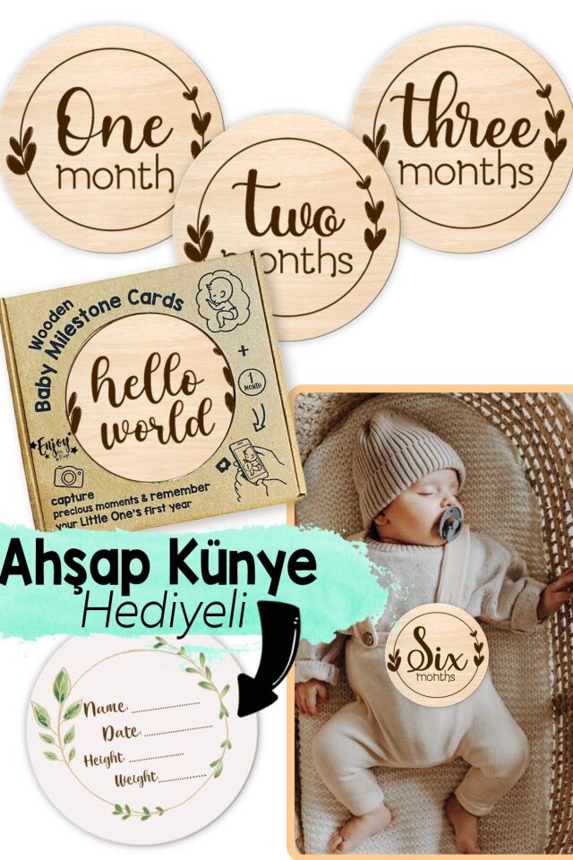 Aylık Bebek Kartları Ingilizce Milestone Cards Bebek Hediyelik Ay Kartları