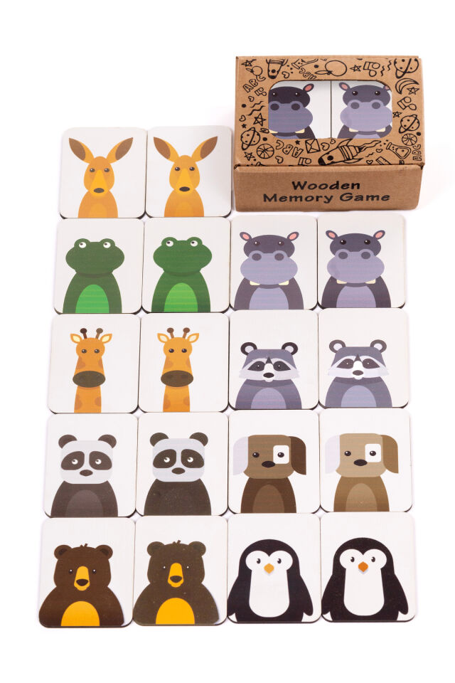 Ahşap Eşleştirme Kartları Sevimli Hayvanlar Montessori Oyuncak