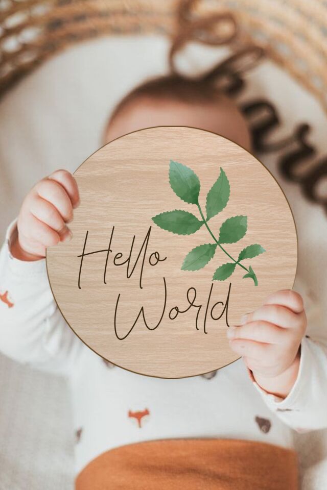 Hello World Bebek Milestone Anı Kartı Bebek Hediyelik 14 cm Yenidoğan Bebek Fotoğraf Çekimi Kartı