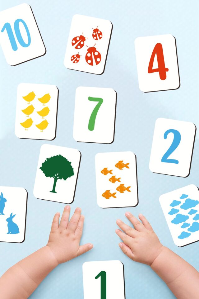 Zeka Kartları Sayılar Eşleştirme Oyunu Ahşap Eğitici Puzzle Bebek Hafıza Kartları