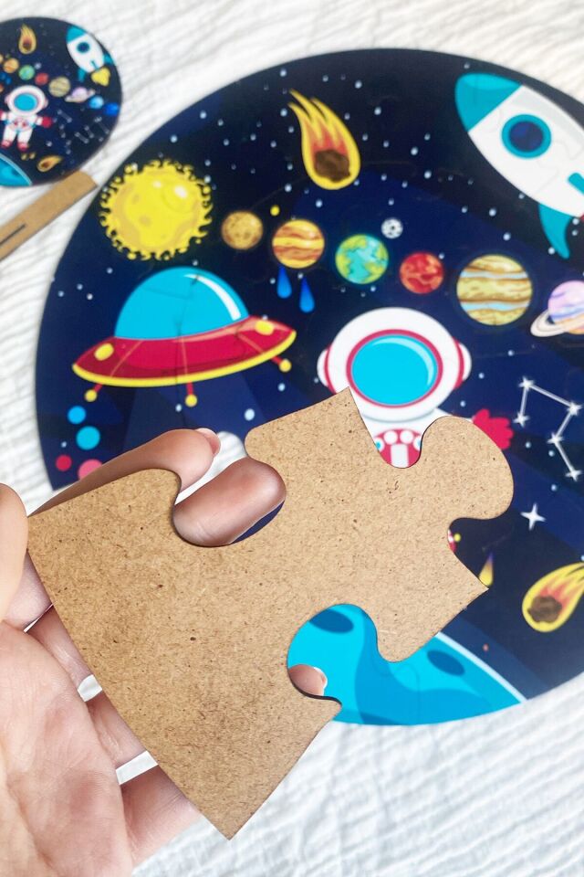 Ahşap Xl Gezegen Yapboz 42cm, Mega Boy Renkli Uzay Bebek, Çocuk Ve Okul Öncesi Için Puzzle