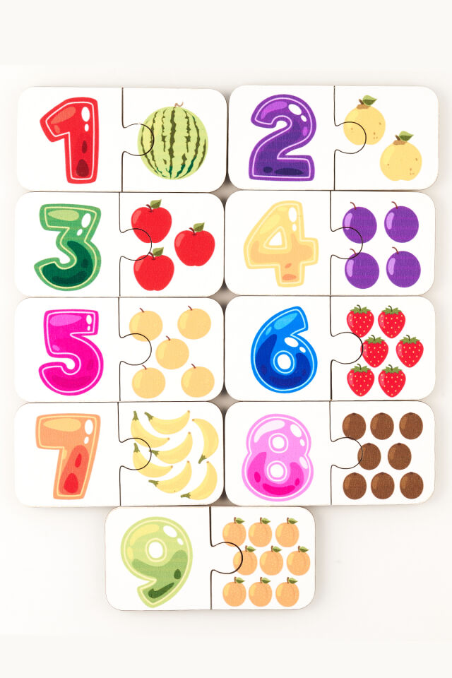 İkili rakamlar ahşap puzzle 18 parça